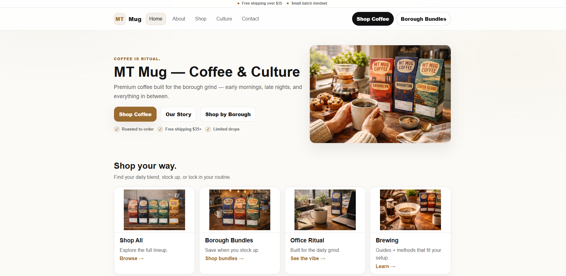 MT Mug Coffee website preview